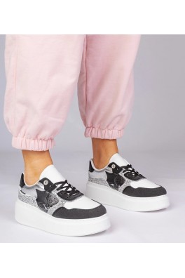 Juodi Sneakers Stiliaus Su Blizgučiais i zwierzęcym drukiem Bertula