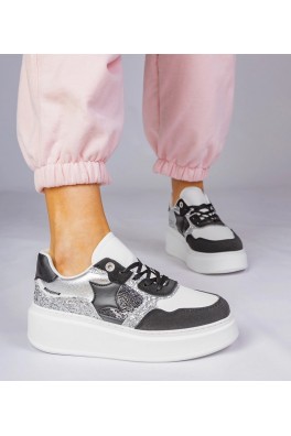 Juodi Sneakers Stiliaus Su Blizgučiais i zwierzęcym drukiem Bertula