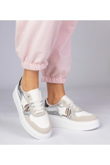 Smėlio Spalvos Sneakers Stiliaus Su Blizgučiais i zwierzęcym drukiem Bertula