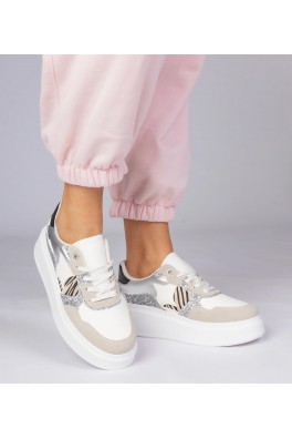 Smėlio Spalvos Sneakers Stiliaus Su Blizgučiais i zwierzęcym drukiem Bertula