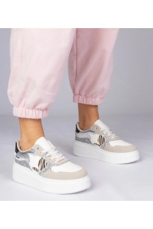 Smėlio Spalvos Sneakers Stiliaus Su Blizgučiais i zwierzęcym drukiem Bertula