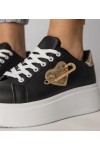 Juodi „Sneakers“ stiliaus bateliai su širdele, perkirpta „Lerisol“ smeigtuku Juodi „Sneakers“ stiliaus bateliai su širdele, perkirpta „Lerisol“ smeigtuku