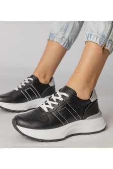 Juodi Sneakers Stiliaus Sportinio stiliaus Su Sidabro Intarpais Lenkuta