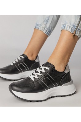 Juodi Sneakers Stiliaus Sportinio stiliaus Su Sidabro Intarpais Lenkuta