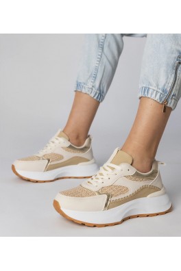 Smėlio Spalvos Sneakers Stiliaus Sportinio stiliaus Su plecioną Intarpais Berlisa