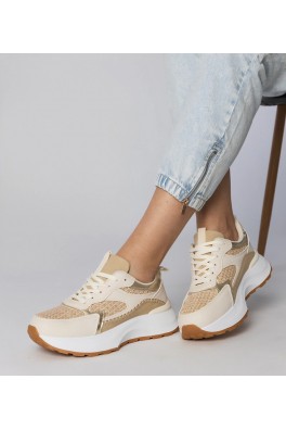 Smėlio Spalvos Sneakers Stiliaus Sportinio stiliaus Su plecioną Intarpais Berlisa