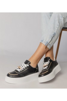 Juodi Sneakers Stiliaus papuošti Blizgučiais i Kūbiniais Cirkoniais Felura