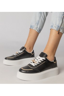 Juodi Sneakers Stiliaus papuošti Blizgučiais i Kūbiniais Cirkoniais Felura