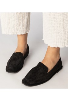 Juodi ažūriniai mokasinai iš ekologiškos zomšos Stanila