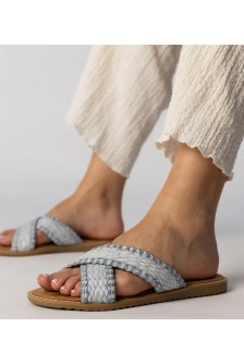 Mėlynos Spalvos Šlepetės Moteriškos Pintos Ellinara