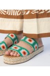Žalios spalvos Šlepetės espadryle haftowane Lelis Žalios spalvos Šlepetės espadryle haftowane Lelis