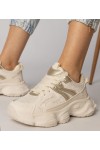 Smėlio spalvos moteriški sportiniai bateliai su auksiniais intarpais Sandra