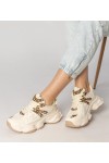 Smėlio Spalvos Sneakers Stiliaus Moteriški Sportinio stiliaus Su panterkową Intarpais Sandra Smėlio Spalvos Sneakers Stiliaus Moteriški Sportinio stiliaus Su panterkową Intarpais Sandra