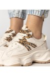 Smėlio Spalvos Sneakers Stiliaus Moteriški Sportinio stiliaus Su panterkową Intarpais Sandra Smėlio Spalvos Sneakers Stiliaus Moteriški Sportinio stiliaus Su panterkową Intarpais Sandra