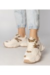 Smėlio Spalvos Sneakers Stiliaus Moteriški Sportinio stiliaus Su panterkową Intarpais Sandra Smėlio Spalvos Sneakers Stiliaus Moteriški Sportinio stiliaus Su panterkową Intarpais Sandra