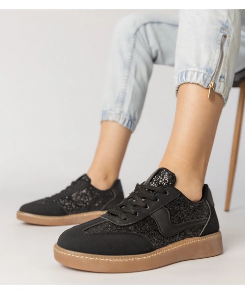 Juodi Sneakers Stiliaus Moteriški papuošti Blizgučiais Likana