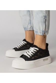 Juodi Sportinio stiliaus Sneakers Stiliaus Moteriški Ažūriniai Runna