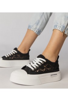 Juodi Sportinio stiliaus Sneakers Stiliaus Moteriški Ažūriniai Runna