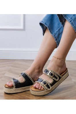 Juodos Spalvos Šlepetės espadryle brokatowe Su klamerkami Induri