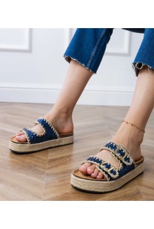 Tamsiai Mėlynos Spalvos Šlepetės espadryle brokatowe Su klamerkami Induri