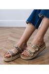 Panterkowe Šlepetės espadryle brokatowe Su klamerkami Induri