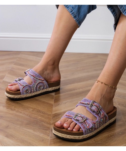 Violetinės etninės šlepetės su sagtimis iš "Zebrina