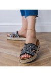 Juodos Spalvos Šlepetės espadryle Su Cirkoniais i kamykami Najros Juodos Spalvos Šlepetės espadryle Su Cirkoniais i kamykami Najros