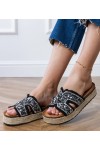 Juodos Spalvos Šlepetės espadryle Su Cirkoniais i kamykami Najros Juodos Spalvos Šlepetės espadryle Su Cirkoniais i kamykami Najros