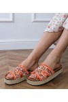 Oranžinės Spalvos Šlepetės espadryle Su Cirkoniais i kamykami Najros Oranžinės Spalvos Šlepetės espadryle Su Cirkoniais i kamykami Najros