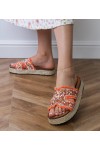 Oranžinės Spalvos Šlepetės espadryle Su Cirkoniais i kamykami Najros Oranžinės Spalvos Šlepetės espadryle Su Cirkoniais i kamykami Najros
