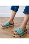 Žalios spalvos Šlepetės espadryle Su Cirkoniais i kamykami Najros
