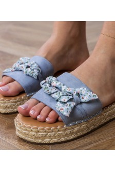 Mėlynos Spalvos Šlepetės espadryle Su Kaspinėliu Kartis