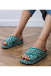 Žalios spalvos Šlepetės Su Cirkoniais su paskach Kelara
