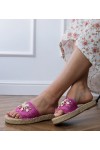Rožinės pintos espadrilės šlepetės su kriauklėmis