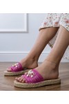 Rožinės pintos espadrilės šlepetės su kriauklėmis
