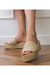 Smėlio spalvos platforminės espadrilių šlepetės Kolvis