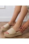 Smėlio spalvos platforminės espadrilių šlepetės Kolvis