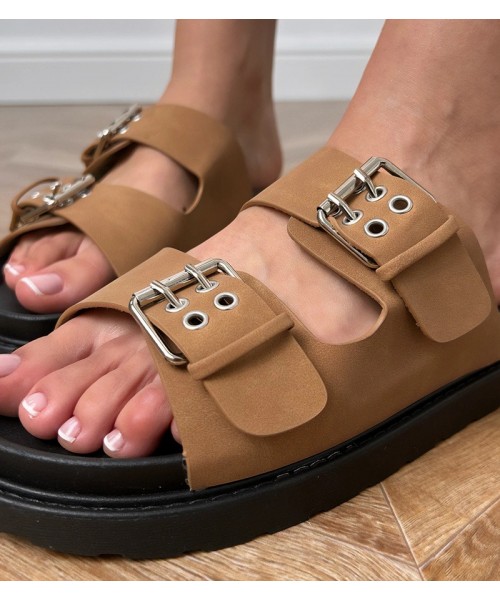 Rudos šlepetės su sagtimis Klinet