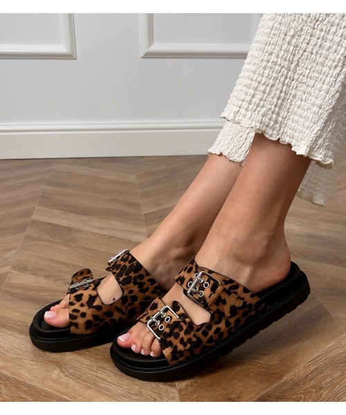 Leopardo rašto šlepetės su sagtimis Klinet