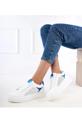 Balti Sneakers Stiliaus Su Mėlynos Spalvos Intarpais Ant Platformos Remmi