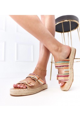 Daugiaspalvės, nertos „Šlepetės“ espadrilės su „Kasina“ sagtimis