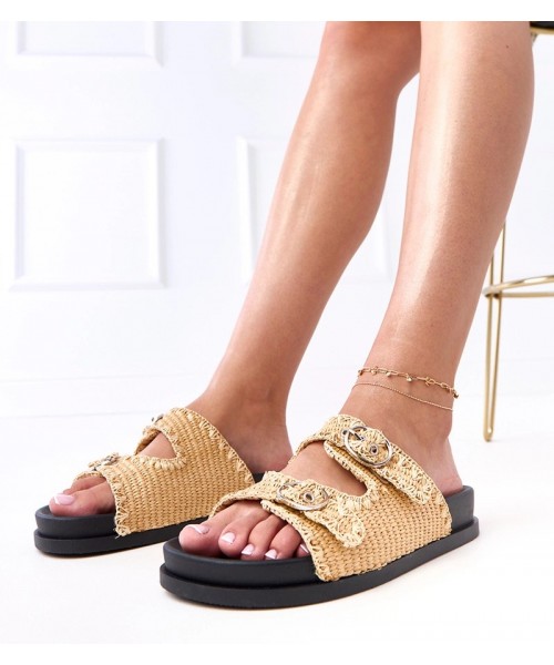 Rudos pintos šlepetės su "Sameli" sagtimis