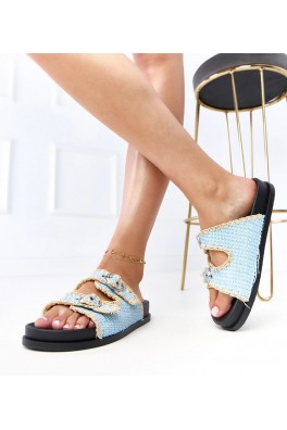 Mėlynos pintos šlepetės su "Sameli" sagtimis