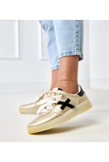 Auksinės Spalvos Sneakers Stiliaus Ant Platformos Su Juoda Intarpais Eriksen