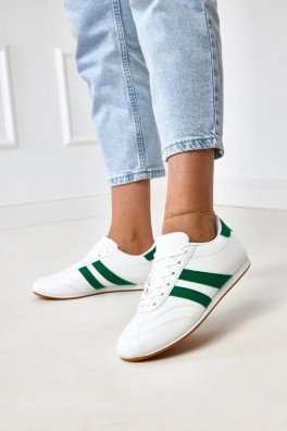 Balti Sneakers Stiliaus typu sporbačiai Su zieloną Intarpais Mydland