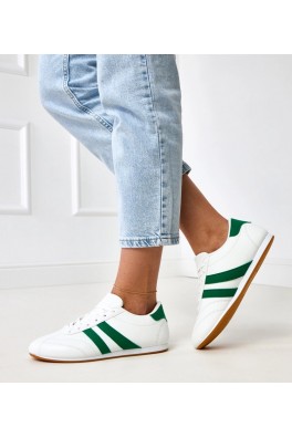 Balti Sneakers Stiliaus typu sporbačiai Su zieloną Intarpais Mydland