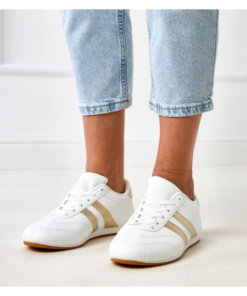 Balti Sneakers Stiliaus typu sporbačiai Su Auksinės Spalvos Intarpais Mydland