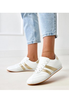 Balti Sneakers Stiliaus typu sporbačiai Su Auksinės Spalvos Intarpais Mydland