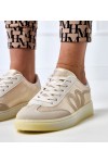 Smėlio Spalvos Sneakers Stiliaus Ant Platformos Su Žaliais Motyvais Izabell
