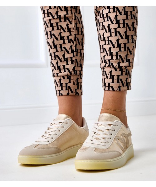 Smėlio Spalvos Sneakers Stiliaus Ant Platformos Su Žaliais Motyvais Izabell